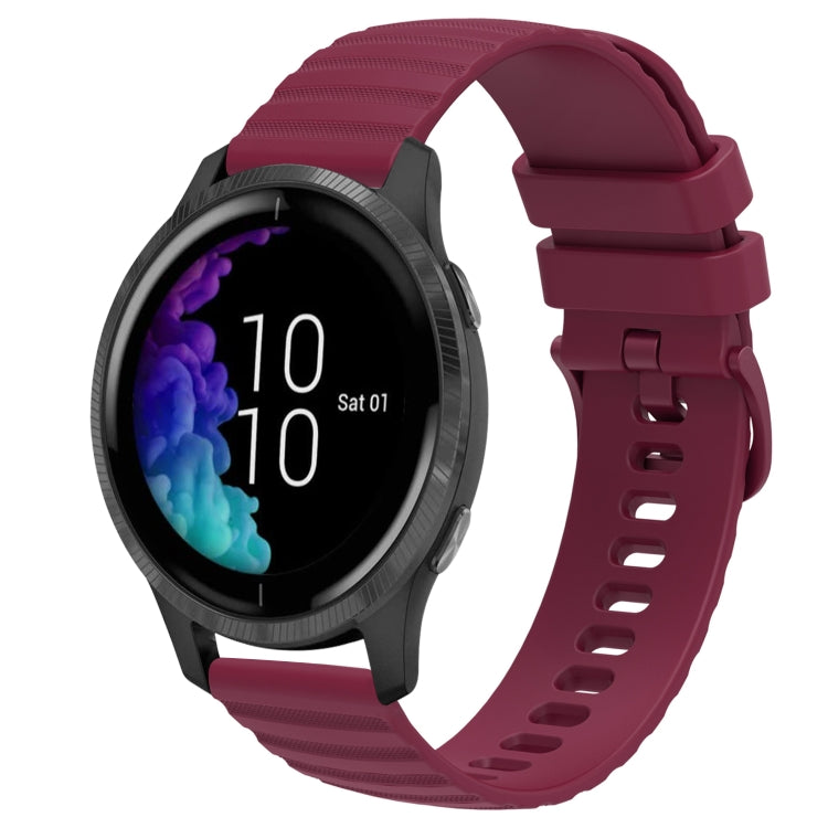 For Garmin Venu 20mm Wavy Dot Pattern Solid Color Silicone Watch Band