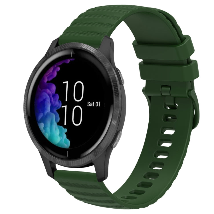 For Garmin Venu 20mm Wavy Dot Pattern Solid Color Silicone Watch Band