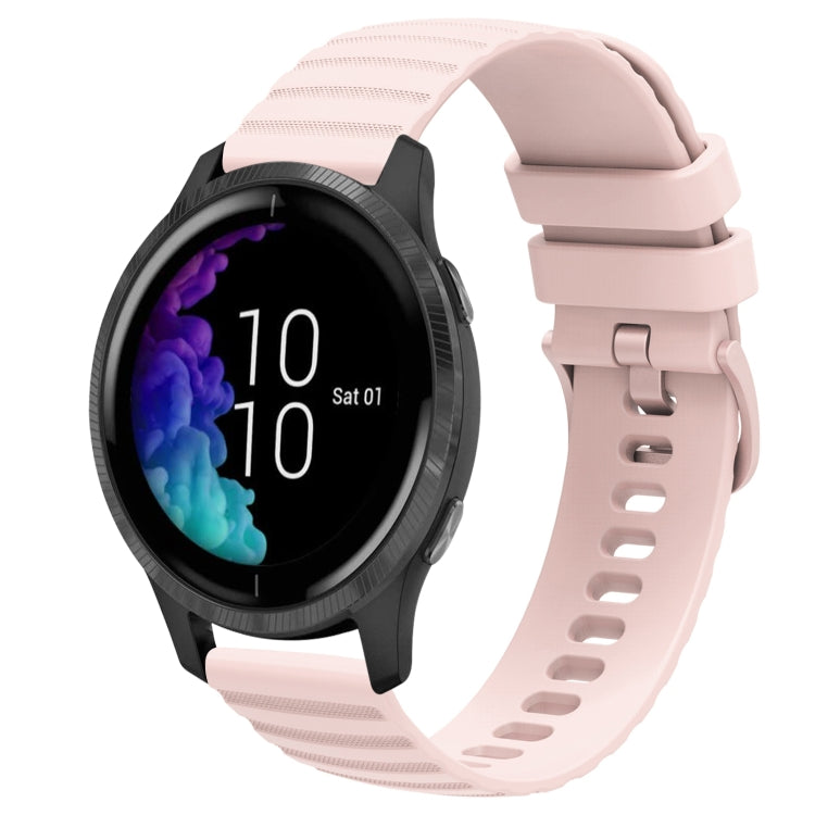 For Garmin Venu 20mm Wavy Dot Pattern Solid Color Silicone Watch Band