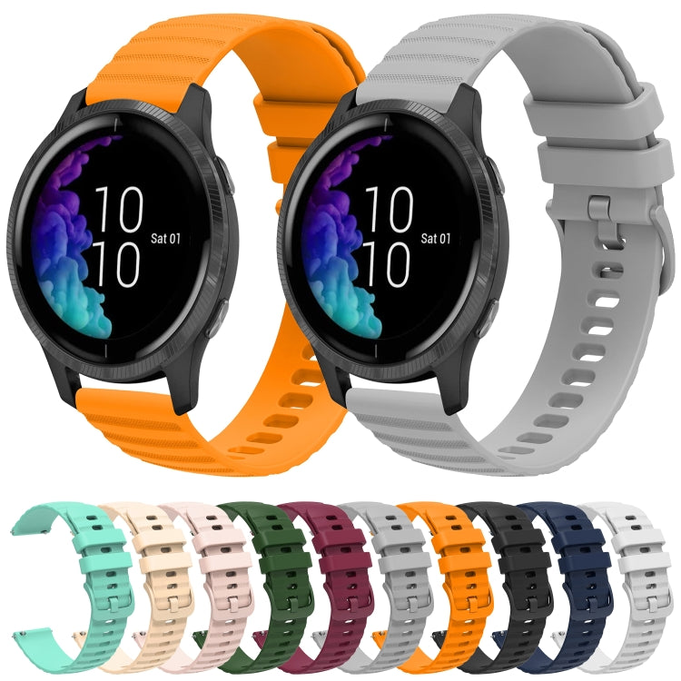 For Garmin Venu 20mm Wavy Dot Pattern Solid Color Silicone Watch Band