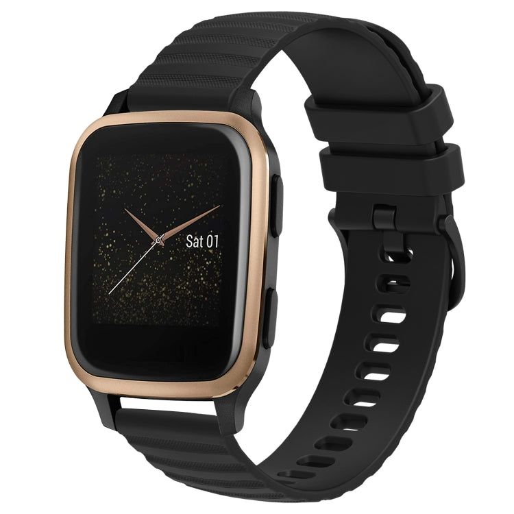 For Garmin Venu SQ 20mm Wavy Dot Pattern Solid Color Silicone Watch Band