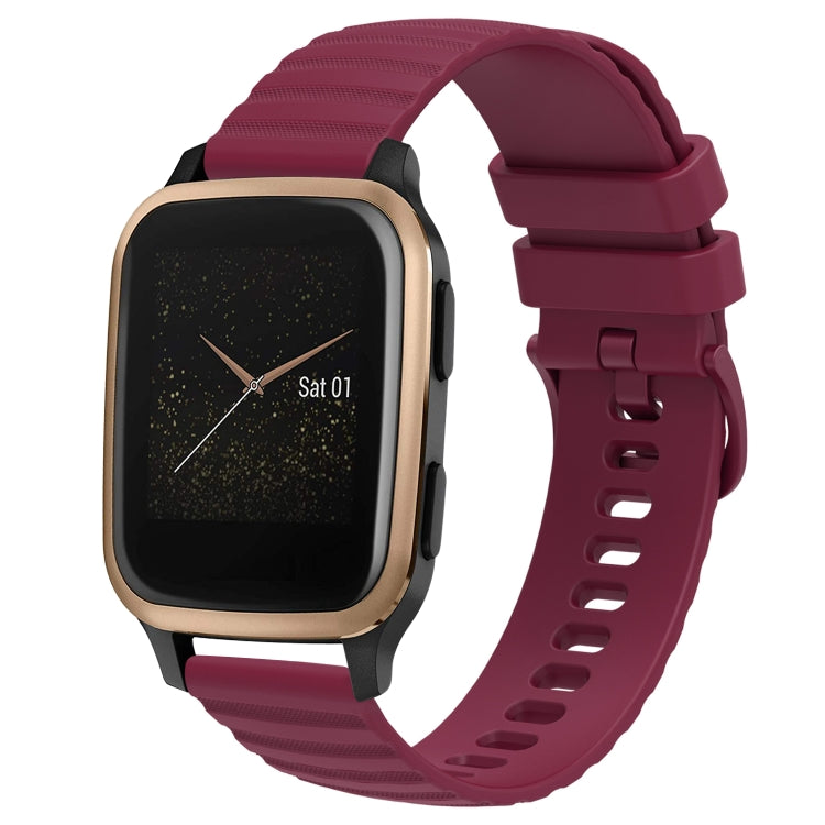 For Garmin Venu SQ 20mm Wavy Dot Pattern Solid Color Silicone Watch Band