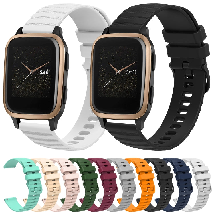 For Garmin Venu SQ 20mm Wavy Dot Pattern Solid Color Silicone Watch Band