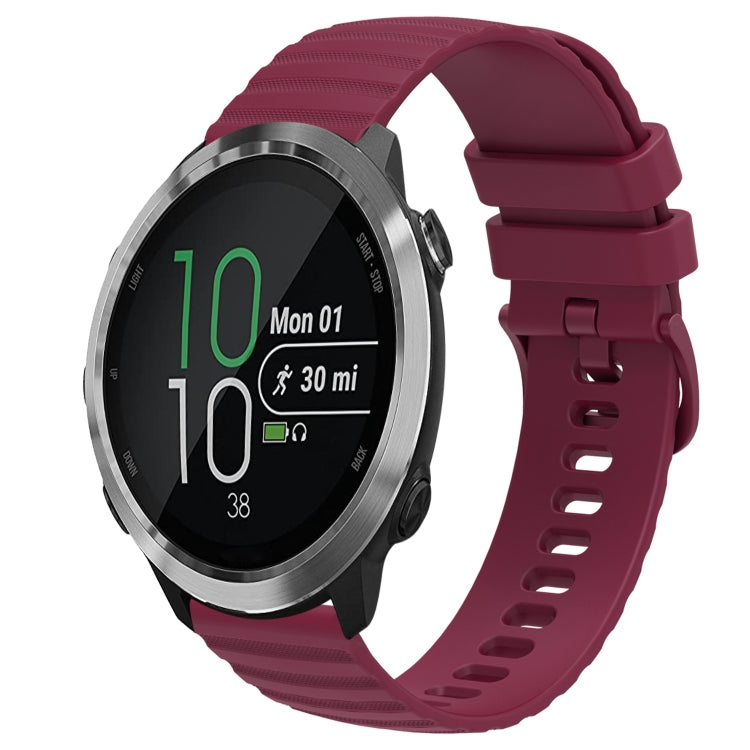 For Garmin Forerunner 645 Music 20mm Wavy Dot Pattern Solid Color Silicone Watch Band
