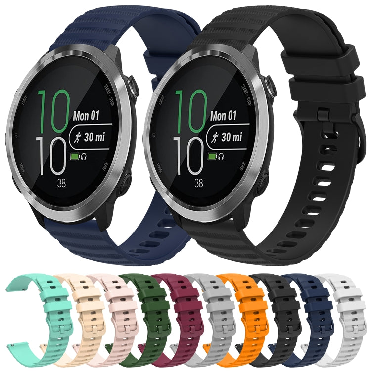 For Garmin Forerunner 645 Music 20mm Wavy Dot Pattern Solid Color Silicone Watch Band