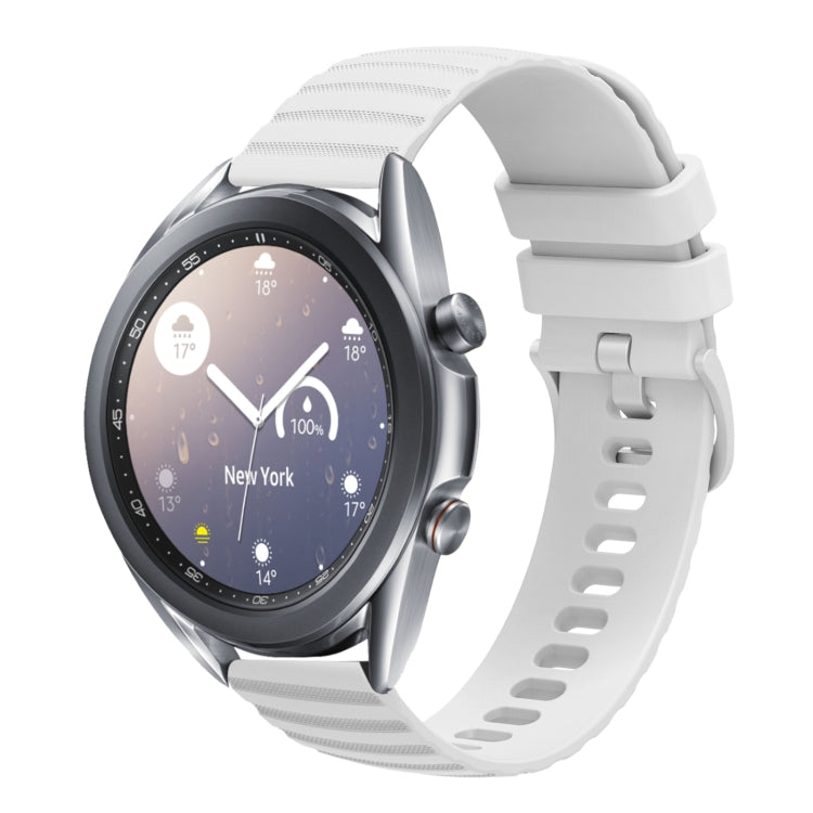For Samsung Galaxy Watch3 45mm 22mm Wavy Dot Pattern Solid Color Silicone Watch Band
