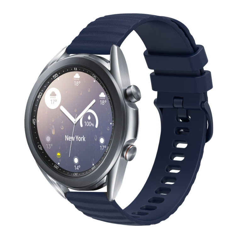 For Samsung Galaxy Watch3 45mm 22mm Wavy Dot Pattern Solid Color Silicone Watch Band