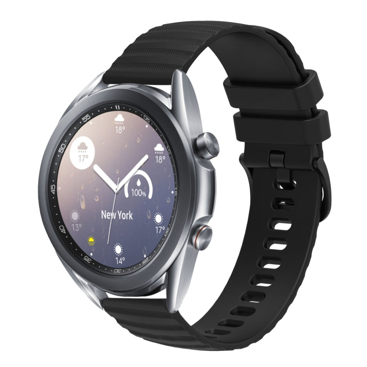 For Samsung Galaxy Watch3 45mm 22mm Wavy Dot Pattern Solid Color Silicone Watch Band