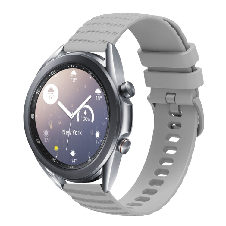 For Samsung Galaxy Watch3 45mm 22mm Wavy Dot Pattern Solid Color Silicone Watch Band