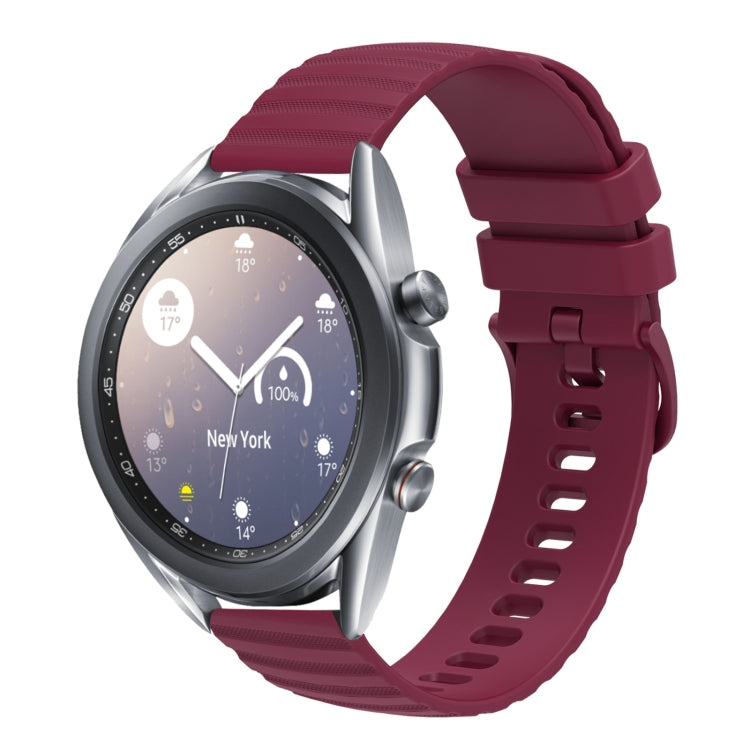 For Samsung Galaxy Watch3 45mm 22mm Wavy Dot Pattern Solid Color Silicone Watch Band