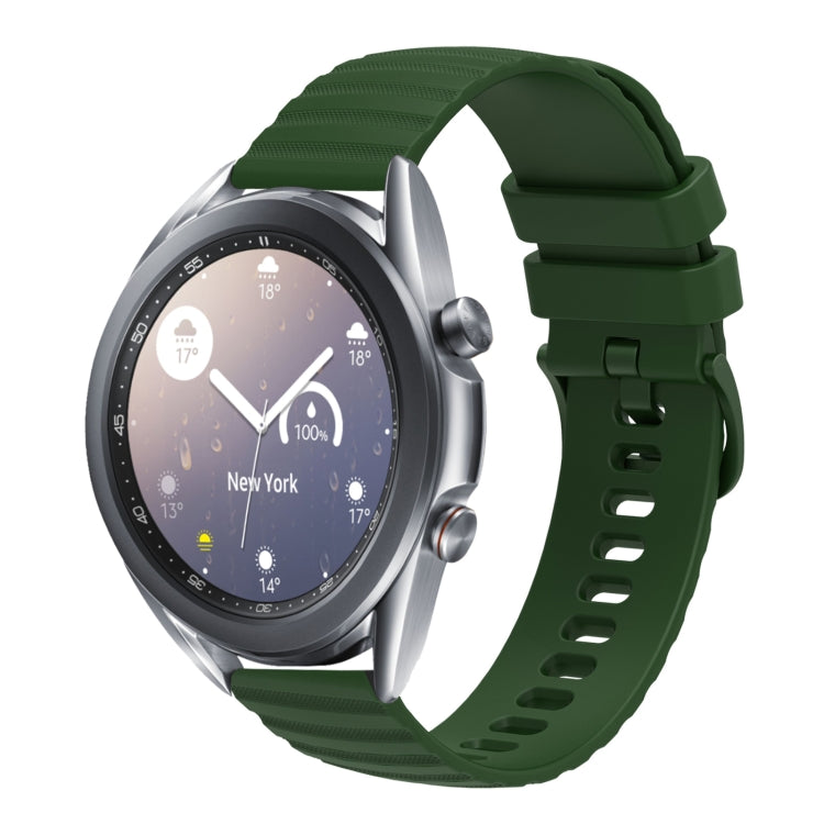 For Samsung Galaxy Watch3 45mm 22mm Wavy Dot Pattern Solid Color Silicone Watch Band