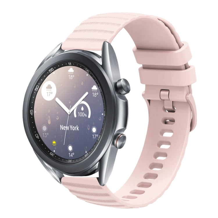 For Samsung Galaxy Watch3 45mm 22mm Wavy Dot Pattern Solid Color Silicone Watch Band