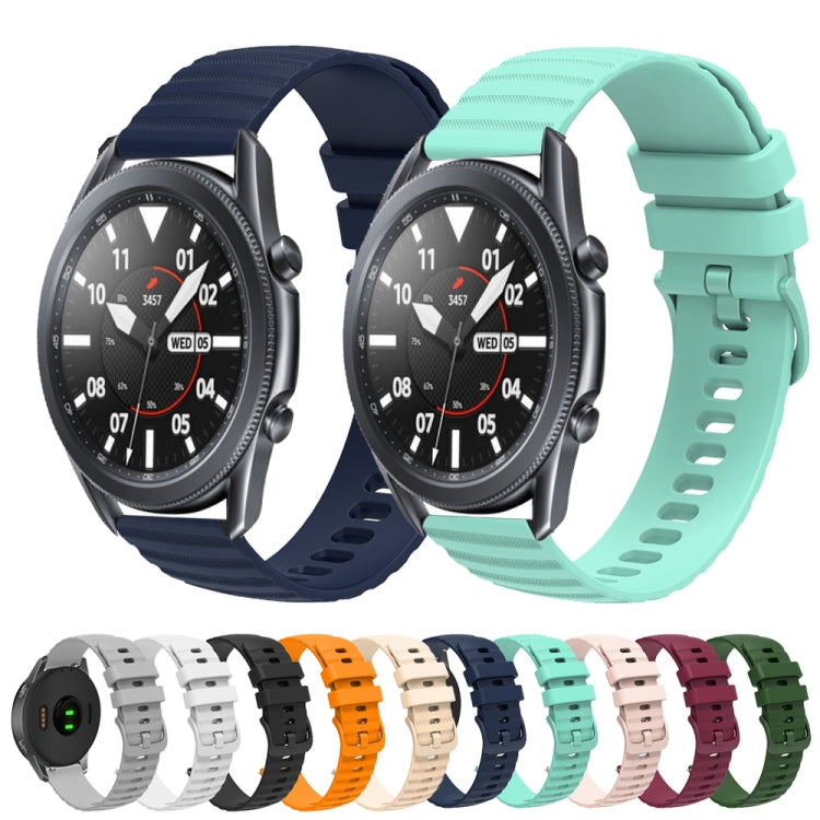 For Samsung Galaxy Watch3 45mm 22mm Wavy Dot Pattern Solid Color Silicone Watch Band