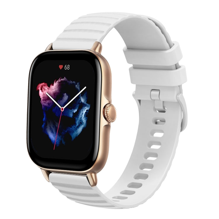 For Amazfit 3 22mm Wavy Dot Pattern Solid Color Silicone Watch Band