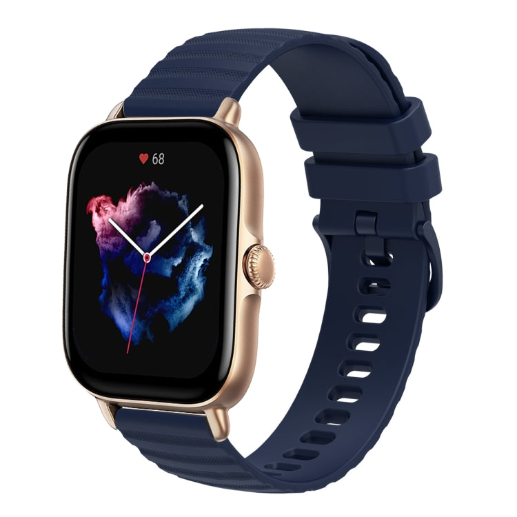 For Amazfit 3 22mm Wavy Dot Pattern Solid Color Silicone Watch Band