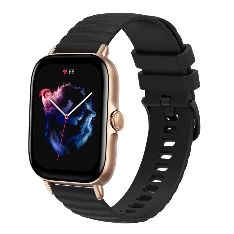 For Amazfit 3 22mm Wavy Dot Pattern Solid Color Silicone Watch Band