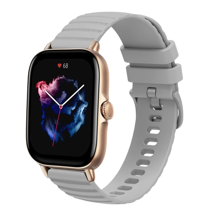 For Amazfit 3 22mm Wavy Dot Pattern Solid Color Silicone Watch Band
