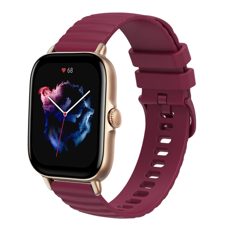 For Amazfit 3 22mm Wavy Dot Pattern Solid Color Silicone Watch Band