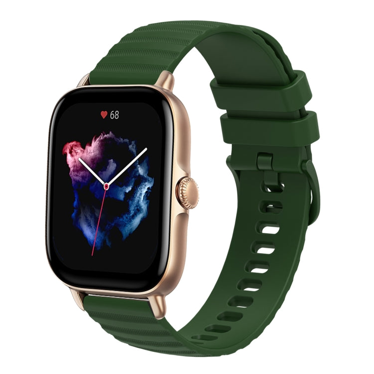 For Amazfit 3 22mm Wavy Dot Pattern Solid Color Silicone Watch Band