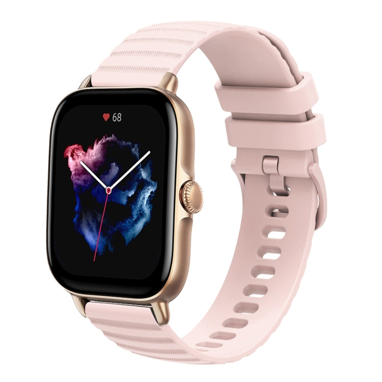For Amazfit 3 22mm Wavy Dot Pattern Solid Color Silicone Watch Band