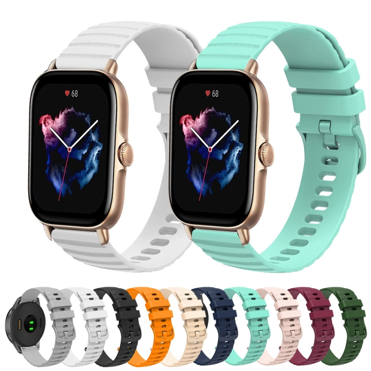 For Amazfit 3 22mm Wavy Dot Pattern Solid Color Silicone Watch Band