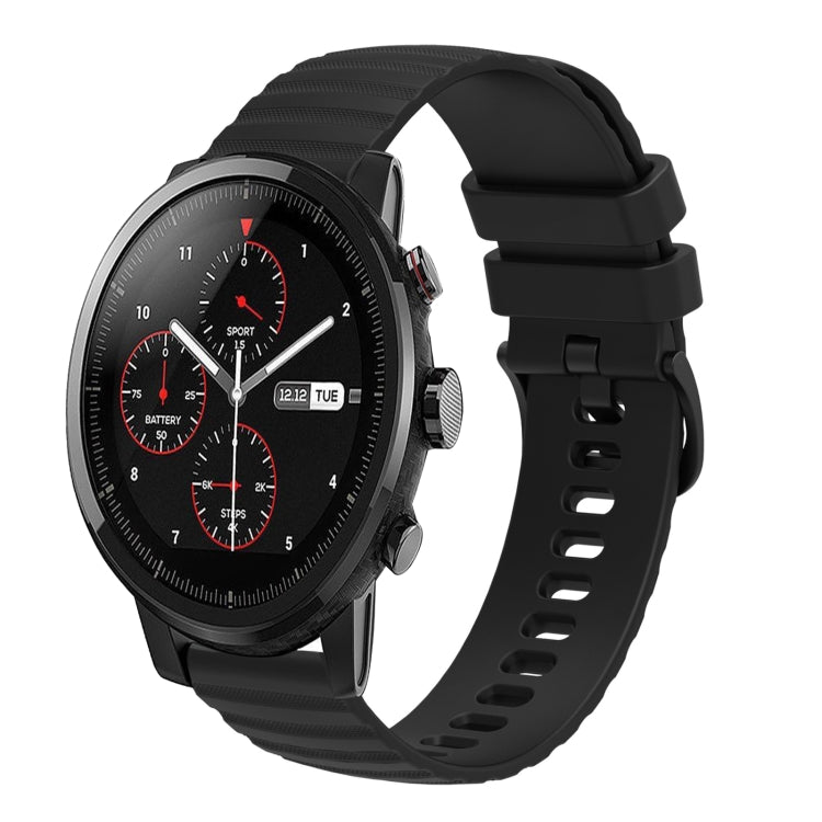 For Amazft 2 Stratos 22mm Wavy Dot Pattern Solid Color Silicone Watch Band