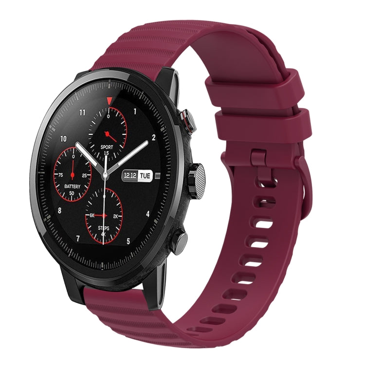 For Amazft 2 Stratos 22mm Wavy Dot Pattern Solid Color Silicone Watch Band
