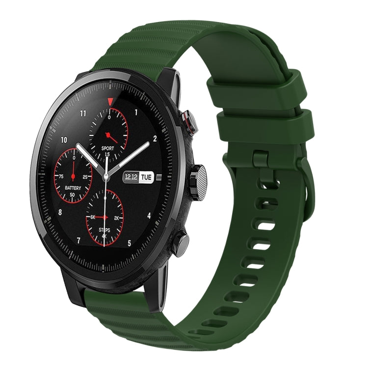 For Amazft 2 Stratos 22mm Wavy Dot Pattern Solid Color Silicone Watch Band