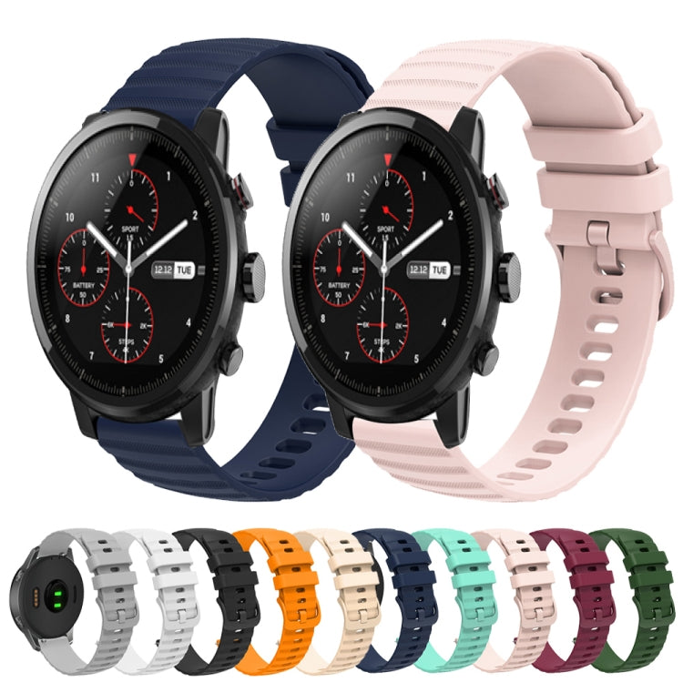 For Amazft 2 Stratos 22mm Wavy Dot Pattern Solid Color Silicone Watch Band