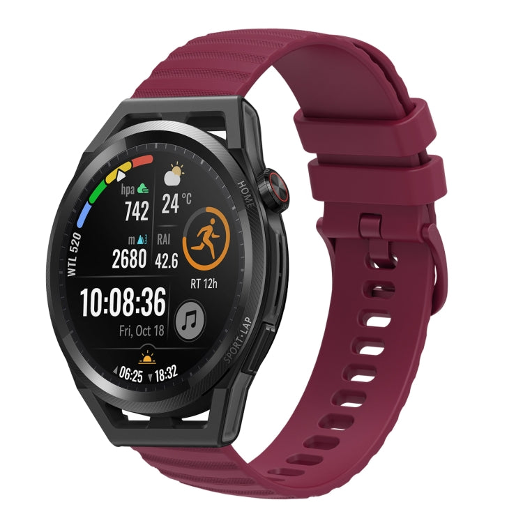 For Huawei Watch GT Runner 22mm Wavy Dot Pattern Solid Color Silicone Watch Band