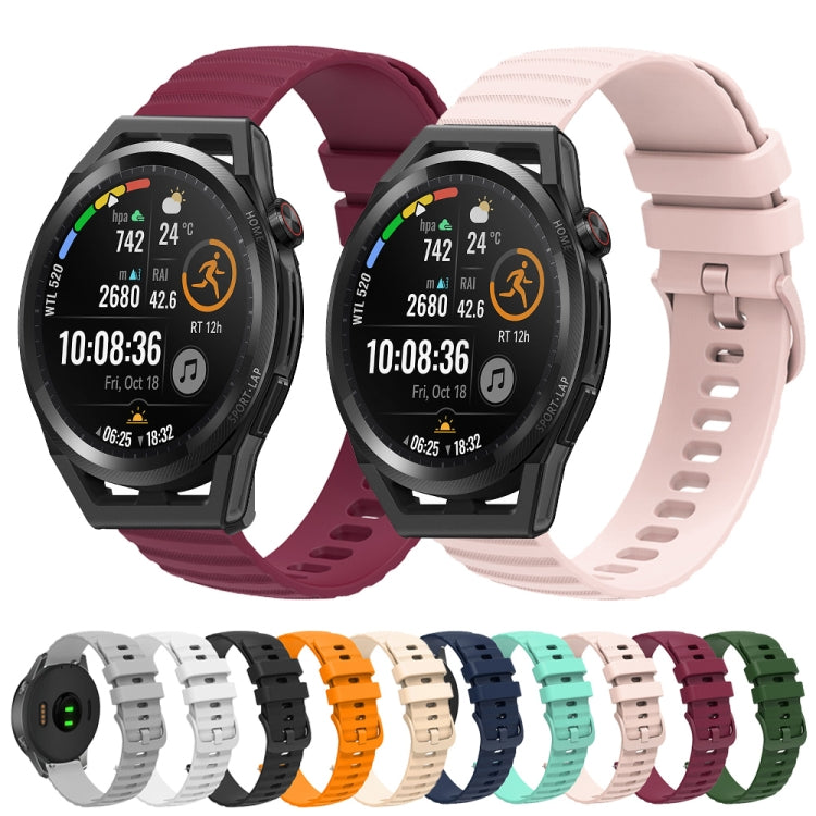 For Huawei Watch GT Runner 22mm Wavy Dot Pattern Solid Color Silicone Watch Band