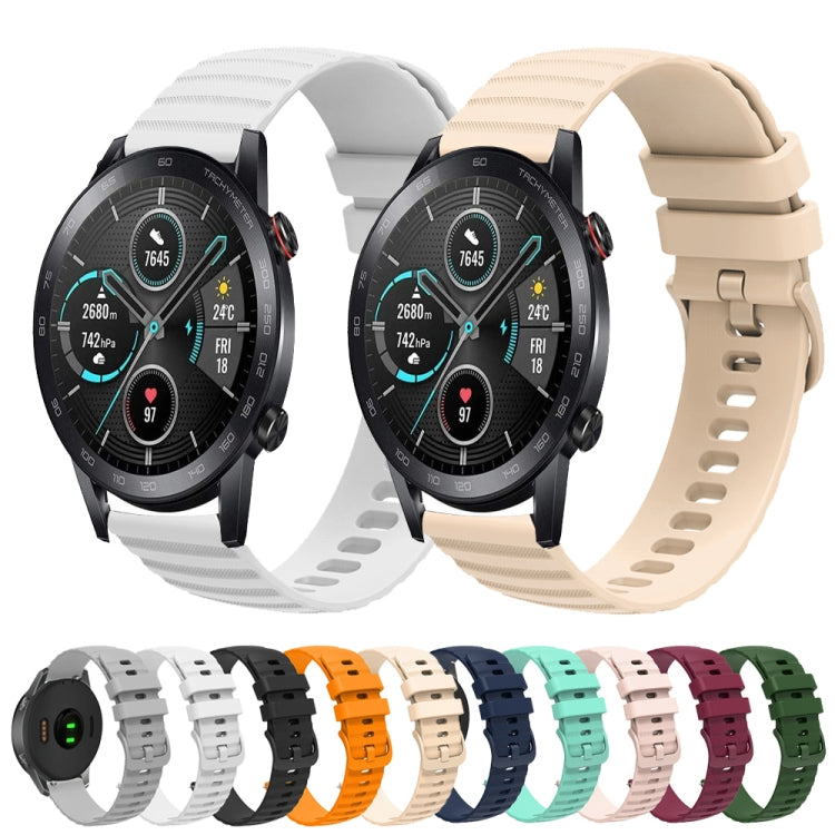 For Honor Magic Watch 2 46mm 22mm Wavy Dot Pattern Solid Color Silicone Watch Band