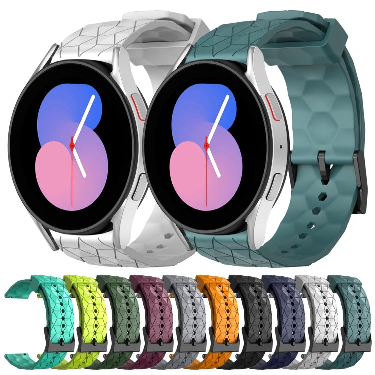For Samsung Galaxy Watch 5 44mm 20mm Football Pattern Solid Color Silicone Watch Band