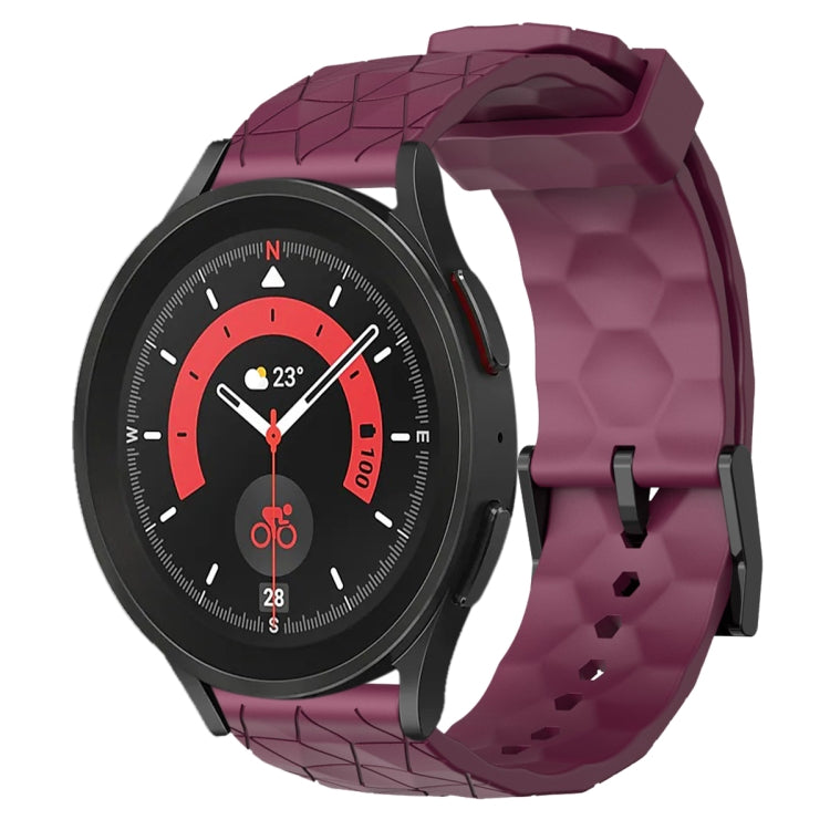 For Samsung Galaxy Watch 5 Pro 45mm 20mm Football Pattern Solid Color Silicone Watch Band