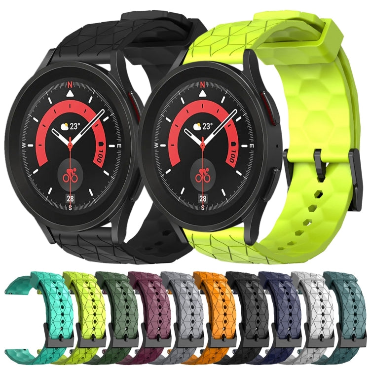 For Samsung Galaxy Watch 5 Pro 45mm 20mm Football Pattern Solid Color Silicone Watch Band