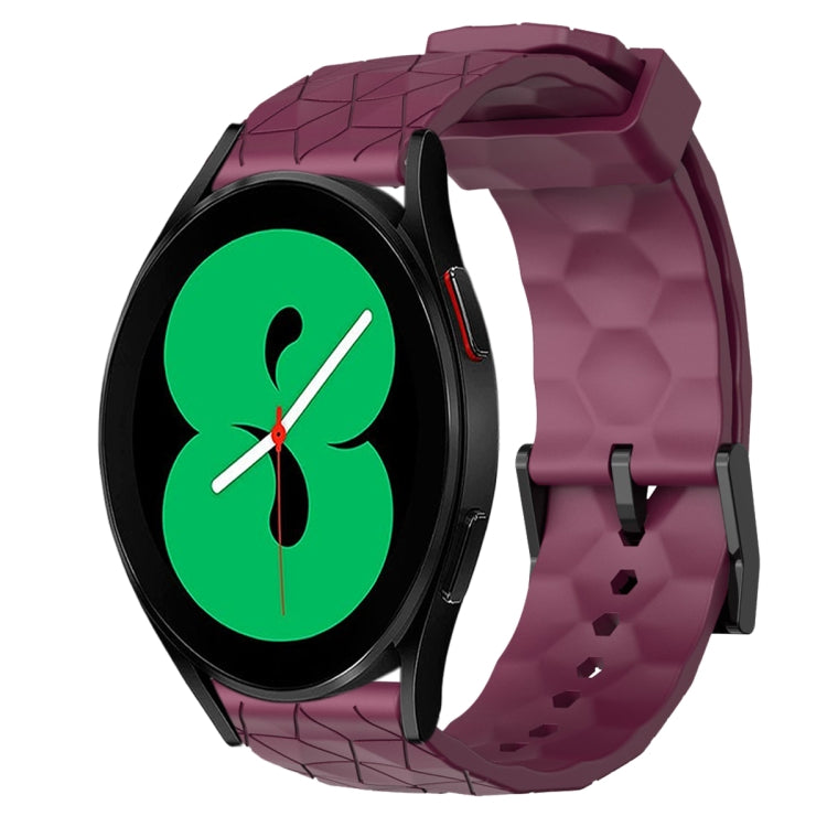 For Samsung Galaxy Watch 4 44mm 20mm Football Pattern Solid Color Silicone Watch Band