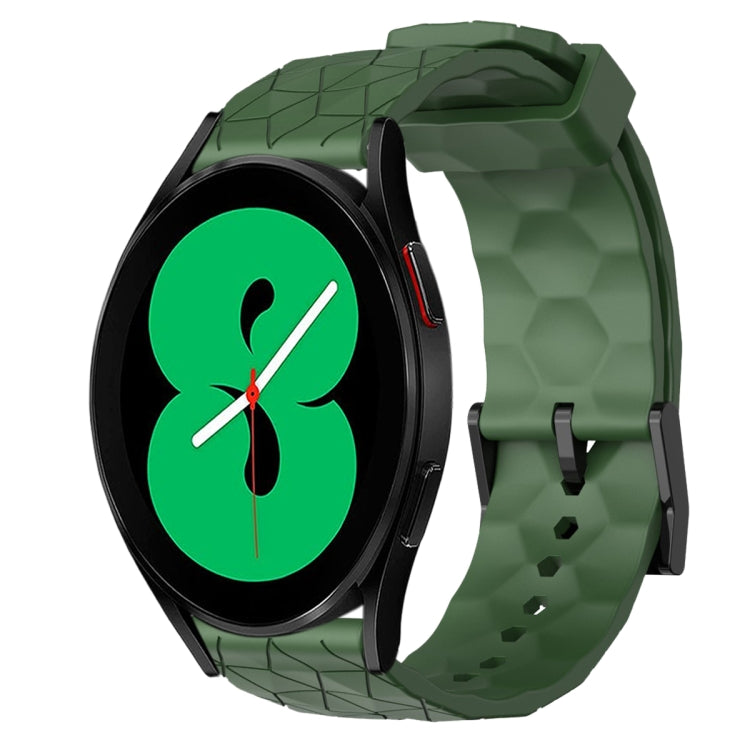 For Samsung Galaxy Watch 4 44mm 20mm Football Pattern Solid Color Silicone Watch Band