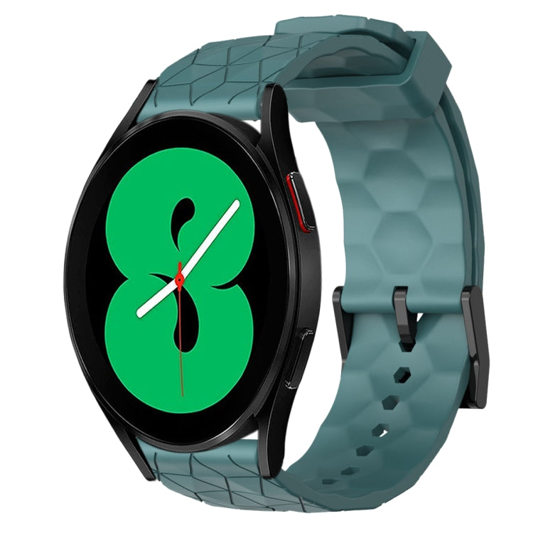 For Samsung Galaxy Watch 4 44mm 20mm Football Pattern Solid Color Silicone Watch Band