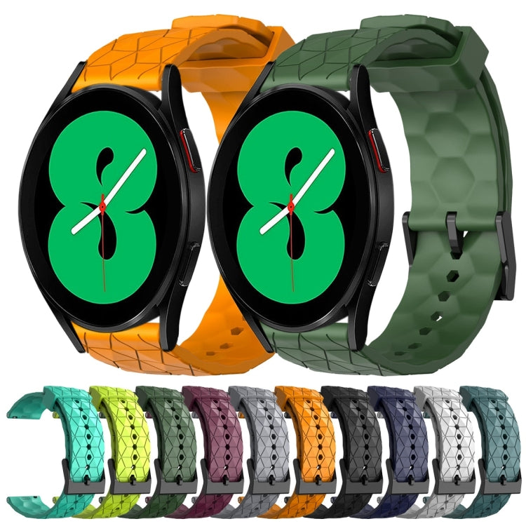 For Samsung Galaxy Watch 4 44mm 20mm Football Pattern Solid Color Silicone Watch Band