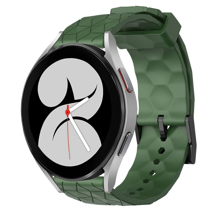 For Samsung Galaxy Watch 4 40mm 20mm Football Pattern Solid Color Silicone Watch Band