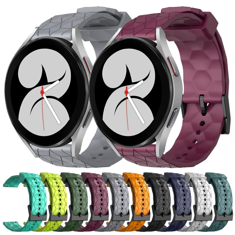 For Samsung Galaxy Watch 4 40mm 20mm Football Pattern Solid Color Silicone Watch Band