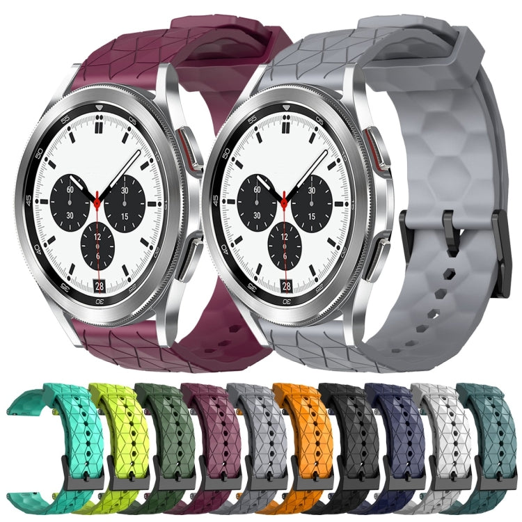 For Samsung  Galaxy Watch 4 Classic 42mm 20mm Football Pattern Solid Color Silicone Watch Band