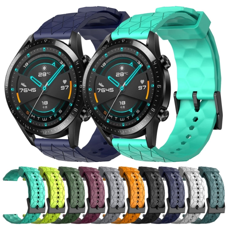 For Huawei Watch GT2 42mm 20mm Football Pattern Solid Color Silicone Watch Band