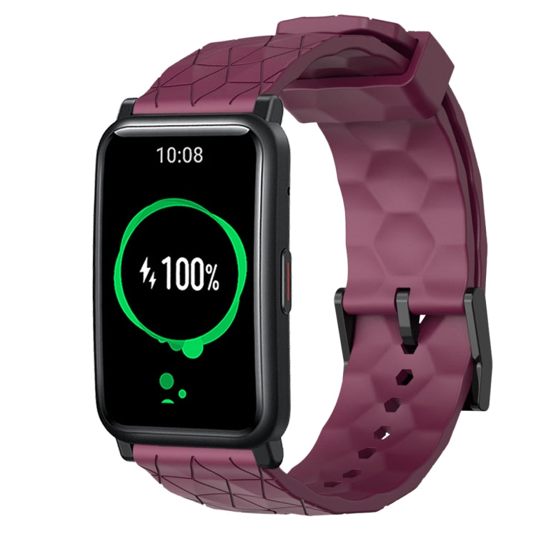 For Honor Watch ES 20mm Football Pattern Solid Color Silicone Watch Band