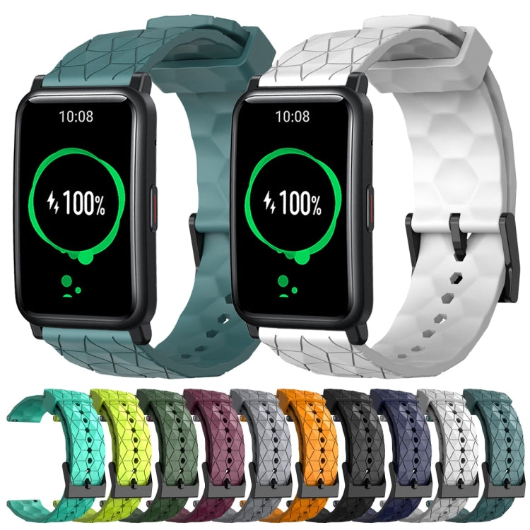 For Honor Watch ES 20mm Football Pattern Solid Color Silicone Watch Band