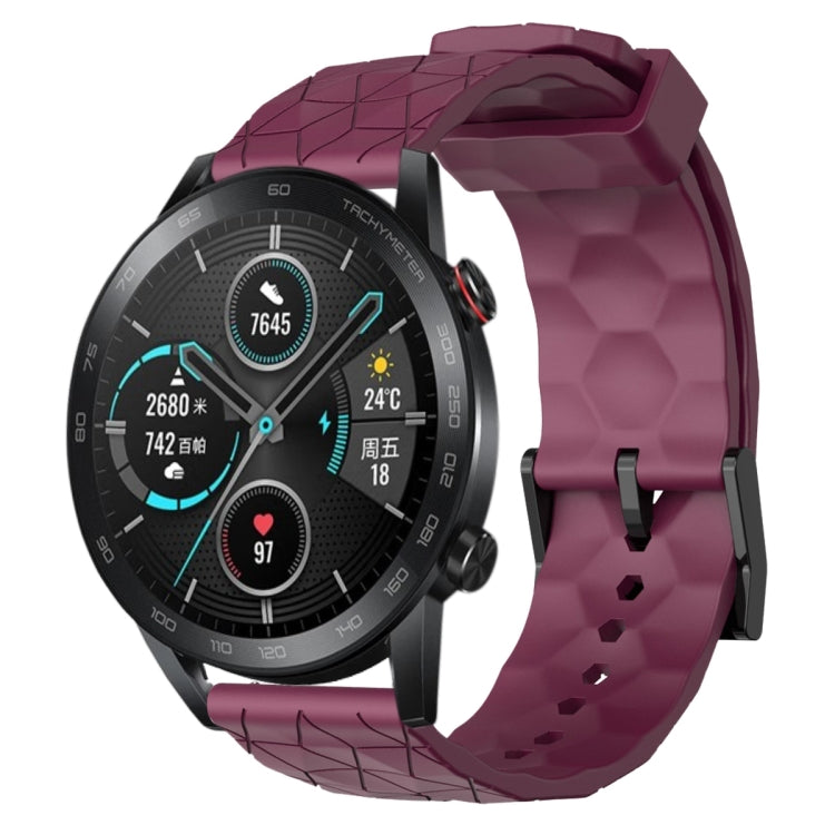 For Honor MagicWatch2 42mm 20mm Football Pattern Solid Color Silicone Watch Band