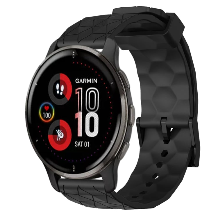 For Garmin Venu 2 Plus 20mm Football Pattern Solid Color Silicone Watch Band