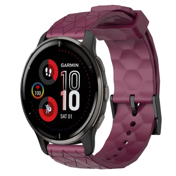 For Garmin Venu 2 Plus 20mm Football Pattern Solid Color Silicone Watch Band