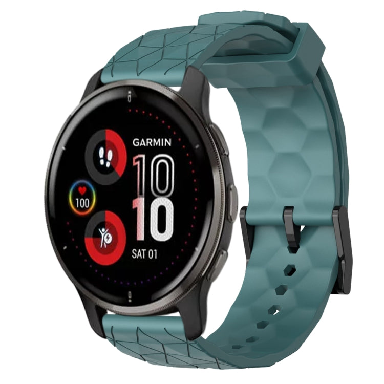 For Garmin Venu 2 Plus 20mm Football Pattern Solid Color Silicone Watch Band