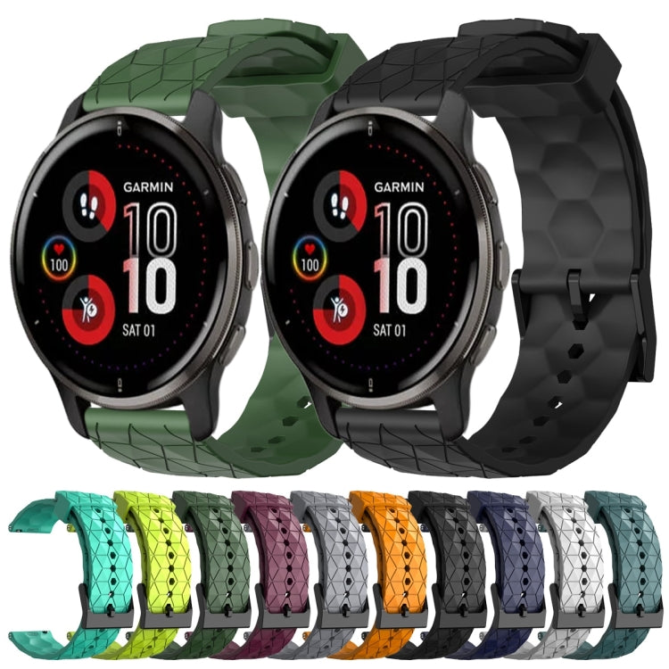 For Garmin Venu 2 Plus 20mm Football Pattern Solid Color Silicone Watch Band